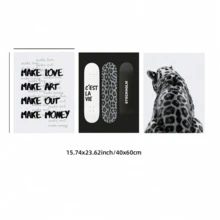 3pcs Frameless Y2K Fashion Art Prints, Black And White Gallery Wall Decor Set, Featuring Surfboard And "Ciao!" Text, Amalfi Coast Minimalist Poster, Dopamine Dorm Decor, Aesthetic Room Decoration - D-frameless - View 8