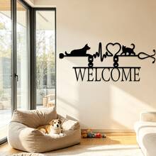 1pc Medical Art 15.75 Inch, 2D Iron Art Decor, Vintage Iron Art Veterinarian Wall Decor Heart-Shaped Design Cat & Dog Welcome Sign, All-Season Pet Clinic Decoration, Perfect Gift For Veterinarians And Graduates, Unique Creative Gift, Wall Sculptures - A - View 4