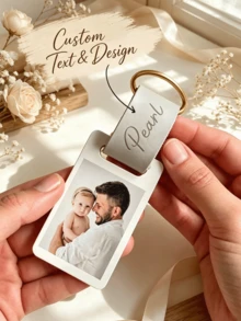 Personalized Photo Keychain - Custom Memory Photo Pendant With Tag And Name Engraving, Key Ring, Gift For Her/Him, Birthday Gift, Christmas Gift - Multi-color Leather Keychain - View 1