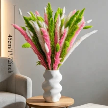 55PCS Natural Dried Pampas Grass Boho Home Decor Bouquet Phragmites Pink Green White Reed Gem Grass Mix And Match Dried Flowers Bouquet For Wedding Floral Arrangements Living Room Decorations(17inch) - Colour - View 7