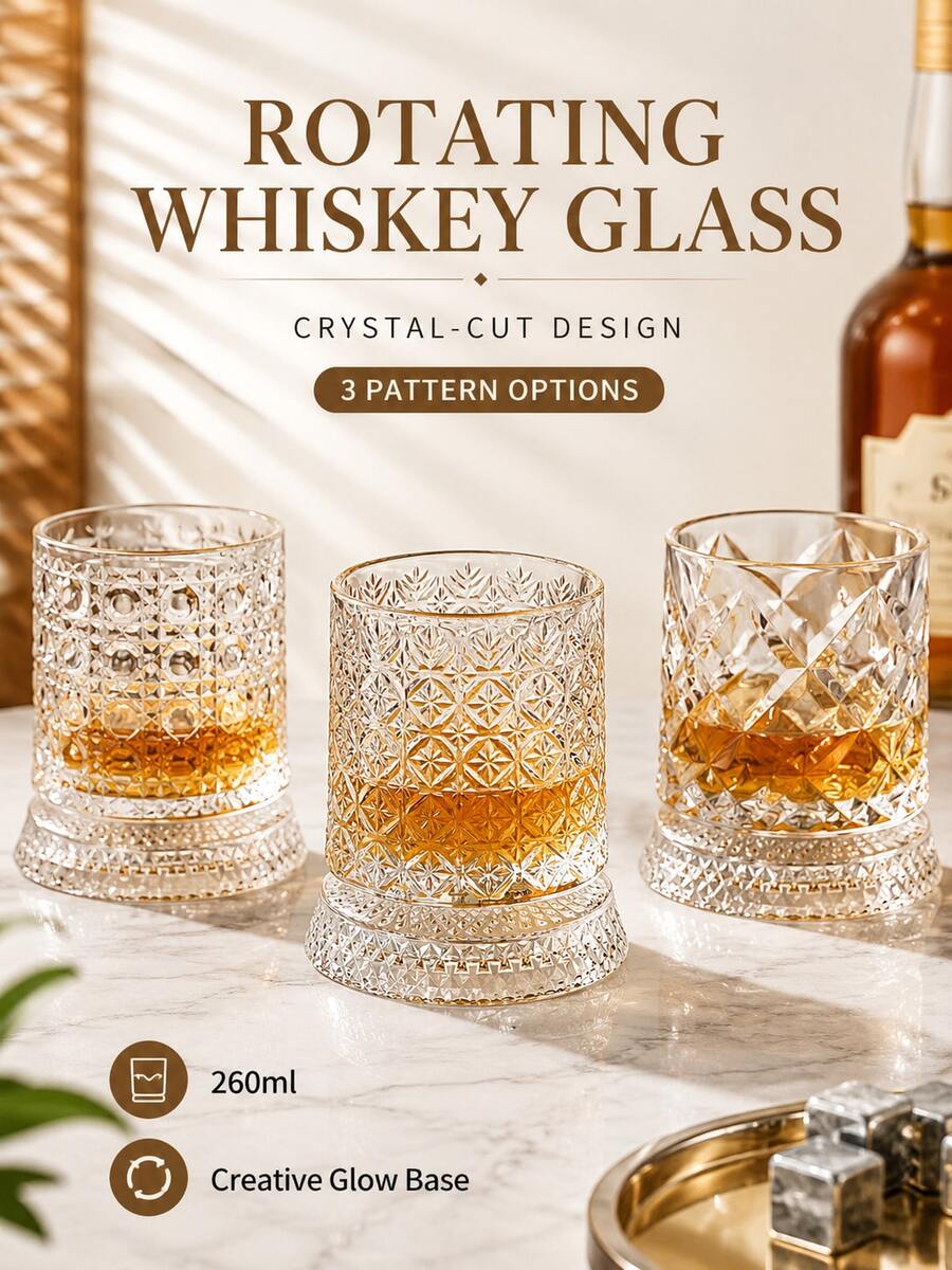 1 buah Gelas Wiski Putar, Gelas Putar "Gaya Klasik" yang Dirancang Khusus untuk Wiski Scotch; Cocok untuk Bar, Pesta, Penggunaan di Rumah, dan Hadiah. Menampilkan Kilau Seperti Kristal Premium dan Desain Putar Anti-Tumpah; Juga Cocok untuk Bir