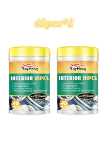 rayhong 40pcs/Box Car Interior Cleaning Wet Wipes, Stain & Grease Remover, Interior Polishing Portable Wipes. Protects And Cleans Artificial Leather Sofas, Car Seats And Shoes, Prevents Cracking And Fading. Can Refresh, Restore Gloss And Enhance Interior Texture. Simple To Use: Remove The Inner Sealed Lid, Wipe Stains With The Wet Cloth, Repeat Until Stains Are Completely Removed. - Multicolor - View 9