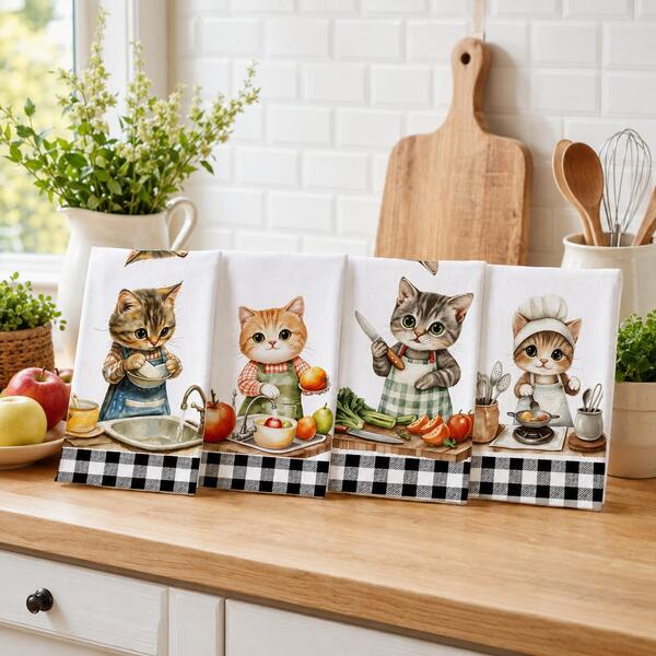 2/4/6/8pcs/Set, Dish Towel, Printed Pattern Towel, Microfiber Modern Absorbent Cloth, Cooking And Baking Tea Towel, Dishcloth, Cleaning Towel, Hand Towel, Tea Towel, Super Soft And Highly Absorbent, Kitchen Decor, Gift For Neighbors, Gift For Mom, Birthday Gift, Sweet Housewarming Gift For Friends, Kitchen Accessories, Daily Necessities, Life Essentials.
