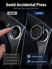 1pc Car Engine Start Stop Button Cover, Push To Start Button Ignition Cover, Spin Rotary One Button Start Switch Protector, Anti-Scratch Universal Car Interior Accessories Decoration Ring For Cars & Motorcycles - A - View 7