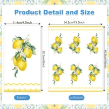 Lemon Floral Disposable Paper Napkins, Summer Lemon And Floral Pattern, Suitable For Picnic And Dinner Party, Each Size 4.5x8 Inches - Style 1 - View 5