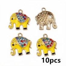 10pcs 19x17mm Enamel Elephant Charms Pendant With Zirconia Alloy Craft DIY Jewelry Making Accessories For Earrings Necklace - Elephant - View 12