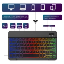 Teclado inalámbrico Bluetooth recargable, retroiluminación de 7 colores, compatible con Android Windows Tablets Teléfonos Pro Air Mini, OS/IOS 13 y versiones superiores - Ver 4