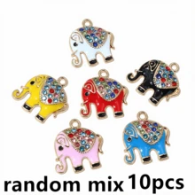 10pcs 19x17mm Enamel Elephant Charms Pendant With Zirconia Alloy Craft DIY Jewelry Making Accessories For Earrings Necklace - Elephant - View 13