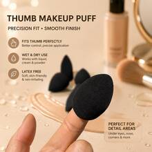 6pcs Black Makeup Sponge Puff Set, Soft Skin-Friendly, Smooth Application, Wet & Dry Dual Use, Natural Base Makeup Cosmetic Tool Combination Pack - Black - View 3