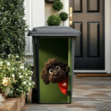 Cute Otter, Puppy, Turkey Animal Print Trash Can Stickers, Waterproof PVC Outdoor Trash Can Posters, Removable Film Stickers, 4 Sizes Available - 1PC - View 6