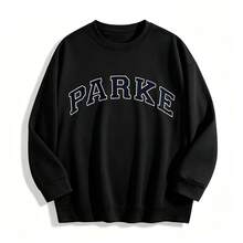 2026New Arrival Bestseller Women's Casual "PARKE" Letter Print Loose Pullover Sweatshirt, Encountering Lazy Fashion, Women's Graphic Tops Clothes. - 黑色2 - 查看 5