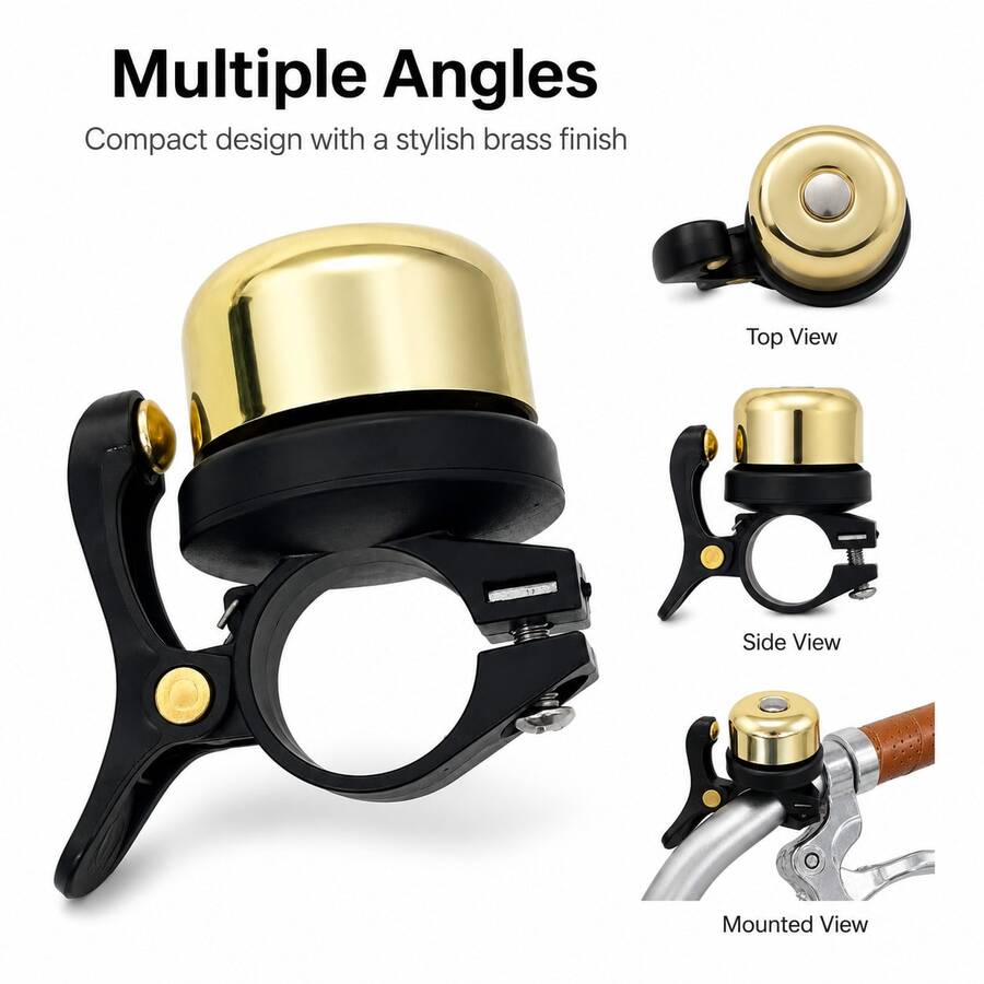 1pc Gold Bicycle Bell, Exquisite Compact Classic Manual Trigger Bell For Mountain And Road Bikes - Gold - View 1