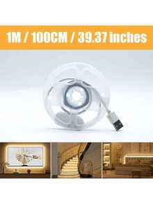 10m/5m/3m/2m/1m USB供電LED燈條，多功能可裁剪LED燈條，按鈕控制，暖白色，適用臥室、衣櫥、廚房櫥櫃裝飾，易安裝，完美適配臥室LED燈，理想的電視背光燈，適用客廳裝飾、辦公桌配件、旅行、露營、派對與生日禮物，客廳燈光，電競房氛圍裝飾 - 白色 - 查看 15