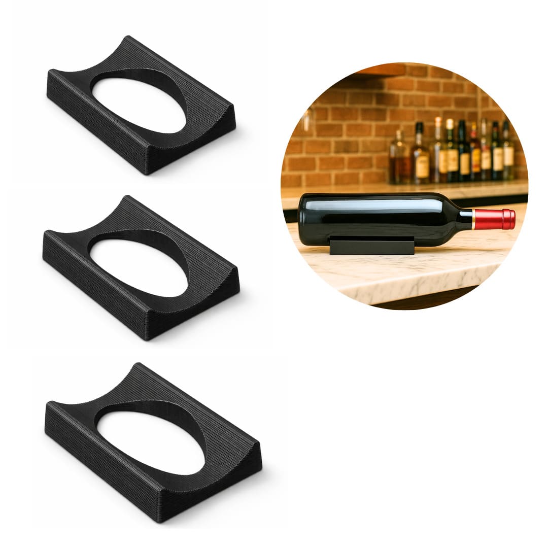 Kit 3 Suportes Para Garrafa De Vinho Mesa /balcão /decoração - Preto - Visão 1