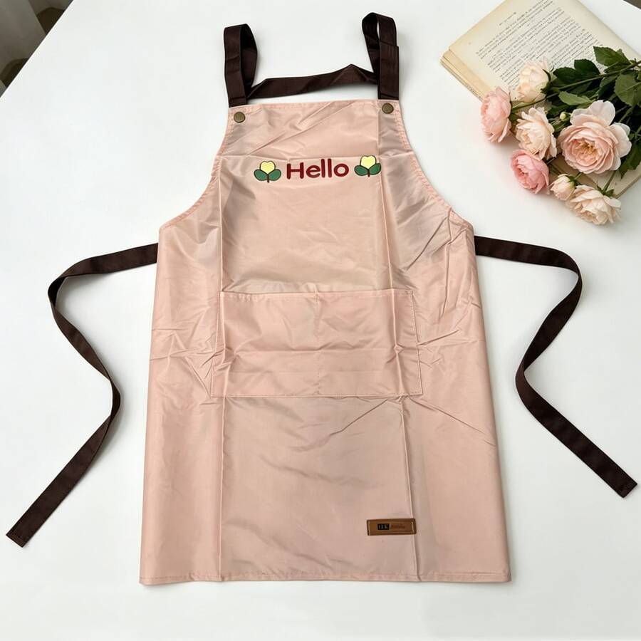 1 chiếc tạp dề bếp nữ chống thấm nước và chống dầu, có túi tiện lợi, dễ làm sạch và chống bám bẩn, màu hồng, phù hợp cho bếp, phòng tắm và dọn dẹp nhà cửa, quà tặng Ngày của Mẹ cho mẹ và quà Giáng sinh - Hồng - Xem 1