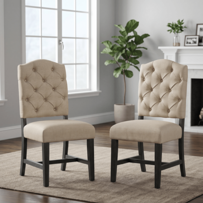 TREXM Retro Style Dining Chair Set With 2 Upholstered Chairs For Dining Room And Living Room Espresso