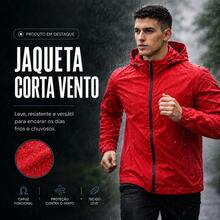 Men's Waterproof Windbreaker With Removable Hood, Sports Jacket For Gym Or Running - 紅色 - 查看 2