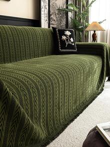1pc Minimalist Washable Chenille Sofa Cover, All-Season Pet-Friendly Sofa Slipcover, Dust-Proof And Scratch-Resistant Design, Perfect For Living Room, Bedroom And Home Decor - Green - View 9