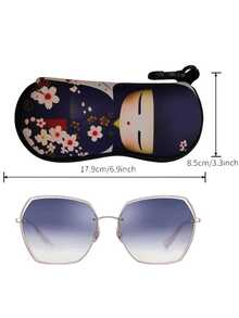 1pc Zipper Eyeglass Case, Cute Girl Red Kimono Design, Neoprene Waterproof Eyeglass Pouch, Universal Size With Keychain, Lightweight Portable Travel Eyeglass Bag, Multi-Functional Storage Bag, Back To School Gift, Holiday Hanging Ornament Essential - Multicolor - View 8