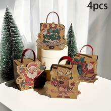 1/4/12/24pcs Christmas Gift Boxes, Gift Boxes With Handles And Santa Claus And Reindeer Patterns, Christmas Party Decoration Supplies, Sturdy Cardboard Party Favor Packaging, Reusable And, Easy To Assemble - View 11