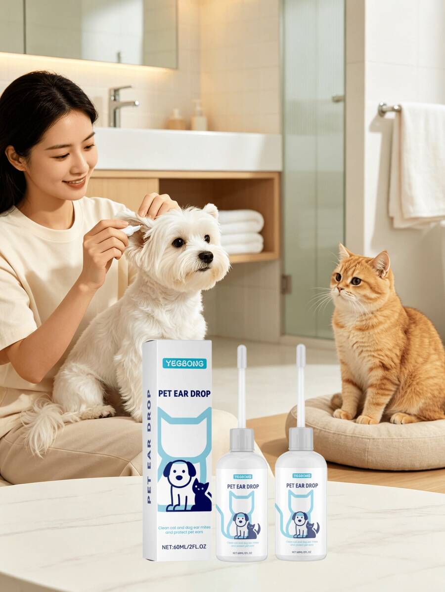 Pet Ear Drops For Cats And Dogs, Gentle Ear Canal Cleaner And Nourishing Ear Care Drops - Multicolor - View 1