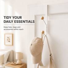 免鑽孔門上掛鉤，家用臥室與玄關門後掛衣帽架收納整理架 - 彩色 - 查看 4