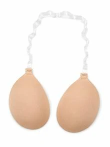 Halter Adhesive Bra For Women | Invisible Push-Up Non-Slip Breast Pads | Transparent Shoulder Strap Backless Lingerie | Apricot Seamless Comfortable Reusable - Recommended To Buy One Size Up - Apricot - View 11