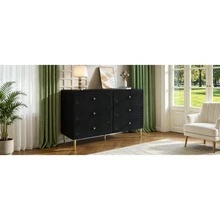 Chest Of Drawers In A Modern, Simple Style/Drawer Cabinet Made Of MDF And Chipboard/Large Chest Of Drawers With 6 Drawers, Versatile Uses/Suitable For Living Room And Bedroom - 黑色 - 查看 6