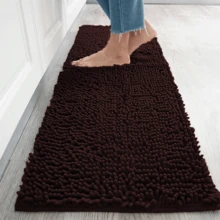 1pc Minimalist Soft Chenille Absorbent Non-Slip Bathroom Mat, Toilet Mat - Coffee Brown - View 2