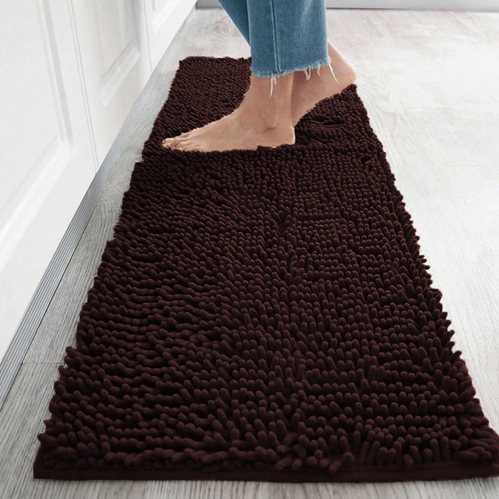 1pc Minimalist Soft Chenille Absorbent Non-Slip Bathroom Mat, Toilet Mat