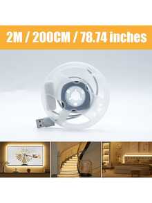 10m/5m/3m/2m/1m USB供電LED燈條，多功能可裁剪LED燈條，按鈕控制，暖白色，適用臥室、衣櫥、廚房櫥櫃裝飾，易安裝，完美適配臥室LED燈，理想的電視背光燈，適用客廳裝飾、辦公桌配件、旅行、露營、派對與生日禮物，客廳燈光，電競房氛圍裝飾 - 白色 - 查看 13