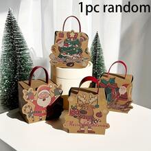 1/4/12/24pcs Christmas Gift Boxes, Gift Boxes With Handles And Santa Claus And Reindeer Patterns, Christmas Party Decoration Supplies, Sturdy Cardboard Party Favor Packaging, Reusable And, Easy To Assemble - View 10