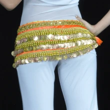 1 pieza Cadena de cintura con cuentas redondas pequeñas súper pesada, cadena de cintura de danza del vientre dorada, cinturón de cintura de danza del vientre, perfecta para danza del vientre, festivales, fiestas, ropa de playa, accesorios de playa para mujeres - Multicolor - Ver 21