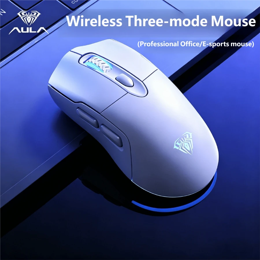 AULA SC525 Wireless Computer Mouse Three-Mode Rechargeable Gaming Mouse RGB Light Good-Looking 2.4G Bluetooth Wireless Mouse For PC Laptop - View 1