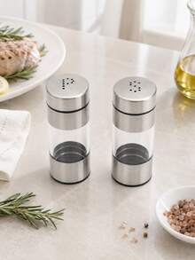 1個不鏽鋼廚房調味料容器，鹽胡椒瓶或液體調味料瓶，附透明視窗，適用烹飪、餐桌、餐廳與居家 - 銀色 - 查看 9