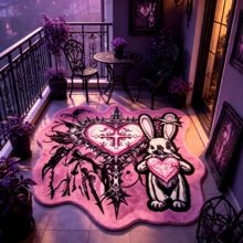 1 pieza Alfombra de corazón con espinas negro & rosa, Halloween, estilo gótico oscuro, alfombra engrosada, alfombra gruesa, alfombra de felpa, alfombra engrosada, alfombra decorativa, decoración de dormitorio, alfombra pequeña, alfombra, decoración del hogar, alfombra de sala de estar, alfombra pequeña de sala de estar, alfombra de dormitorio, decoración del hogar de sala de estar, alfombra para exteriores, alfombra lavable - Multicolor - Ver 2