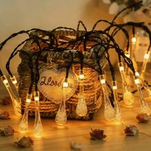 1PC 5M20LED/7M50LED Solar Water Drop String Lights - Waterproof LED Fairy Lights With 8 Lighting Modes For Garden, Pathway, Patio, Garden, Yard & Party Decor - Solar Water Droplets - View 4