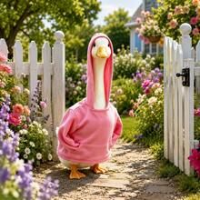 1 Piece Of 23 Inch Porch Goose Special Hooded Sweatshirt Without Model, Only Clothes Cute, Internet Famous, Courtyard Decoration Goose Changing Coat - Pink Goose Coat - View 3