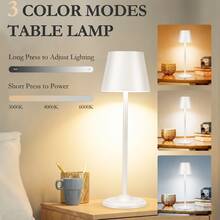 Wireless Touch Sensor LED Desk Lamp With USB Charging Port, Touch Switch - Sensitive Finger Sensing, 3-Color Light Modes, Multiple Brightness, Portable Night Light, Detachable - 2 Heights, Suitable For Home, Office, Outdoor And Restaurant - Modern Design - 檯燈 - 查看 3