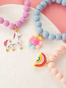 3 Stücke süße Kinder Einhorn Regenbogen Anhänger 10mm Perlenarmband Party Geschenk - Verschiedenfarbig - Übersicht 5