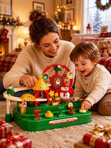 Children's Christmas Theme Adventure Track Set: Inertia Glide Car & Ferris Wheel Educational Toy, Holiday Gift For Boys And Girls - Multicolor - View 6