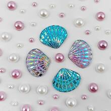 2pcs 3D Face Crystal Rhinestone Stickers, Blue Purple Mermaid Pearl Design, Perfect For Makeup And Body Decoration - 彩色 - 查看 3