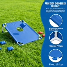 Portable Outdoor Bean Bag Toss Set With 2 Target Boards & 6 Beanbags. This Competitive Tossing Rack Suits Yards, Beaches And Outdoor Parties. It's A Fun Interactive Family Game For All Ages, A Great Gift For Halloween, Christmas And Easter - 藍色 - 查看 5