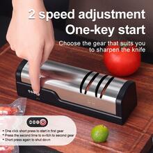 SOKANY Electric Knife Sharpener, Multi-Function Professional Sharpener, One-Touch Fast Sharpening, 2-Level Thickness Adjustment, Type-C Charging (Equipped With 1200mAh Lithium Battery), Suitable For Kitchen Knives/Fruit Knives/Scissors - Silver - View 4