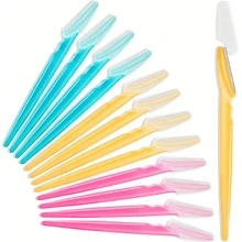 24/12/6pcs Disposable Eyebrow Razors, Plastic Thick Handle, Stainless Steel Blade With Protective Cap, Gentle Facial Hair Remover For Women, Suitable For Eyebrows, Lips, Facial Peach Fuzz, Daily Makeup And Beauty Grooming Tool - Multiple Styles - View 6