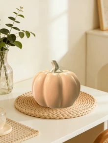 Fall Pumpkin Decor, 1 Pc Resin Thanksgiving Fake Pumpkin Figurines, White And Gold Pumpkins For Decorating, Fall Decorations For Home, Farmhouse, Harvest Table Centerpiece - Pumpkin Decoration - View 9