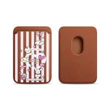 Cute Girly Sketch Style Leather Phone Card Holder Wallet For Magsafe Slim Magnetic Back Pocket Case Accessory - Multicolor - View 9