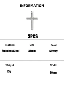 3 PEÇAS/5 PEÇAS Pingentes de Cruz em Aço Inoxidável, Acessórios DIY para Colares & Pulseiras, Pingentes Dourados Minimalistas e Únicos - V0246 - Visão 7