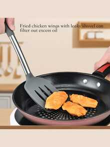 2pcs Premium Silicone Spatula Set, Durable Solid And Perforated Design, Heat-Resistant Flexible Non-Scratch, With Polished Stainless Steel Hook Handle, Easy To Clean Multi-Functional Kitchen Utensils - Khaki - View 1