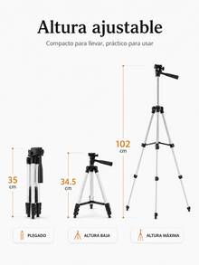 102cm Aluminum Tripod For Cell Phone And Camera, 3-In-1 Adjustable And Foldable Tripod With 360° Rotation And 1/4'' Thread, Compatible With Ring Light For Photo, Video And Vlog - View 4
